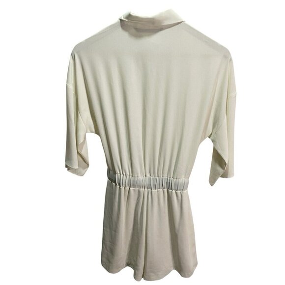 Zara Cream Chiffon Romper S Collared  Button Frontt Business Casual - Picture 4 of 4